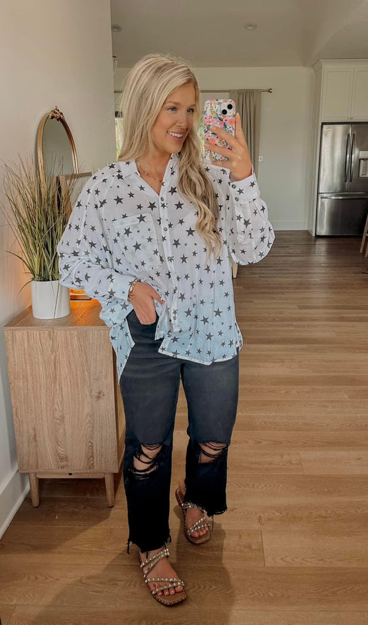 Seeing Stars Button Down - Black