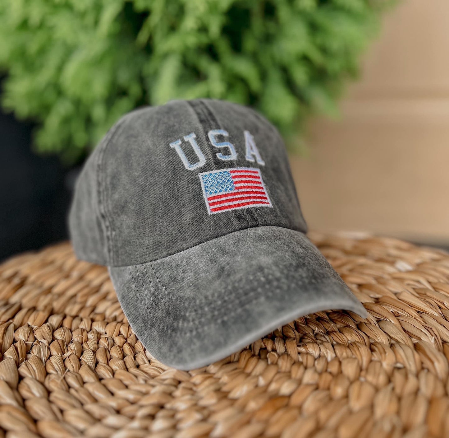 USA Hat - Washed Black