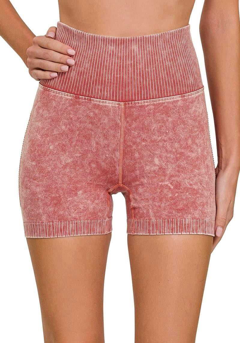 Mineral Washed Biker Shorts - Multiple Colors