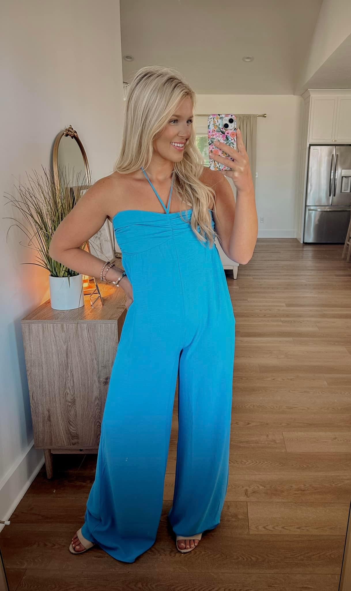 Beachfront Jumpsuit - Bright Blue