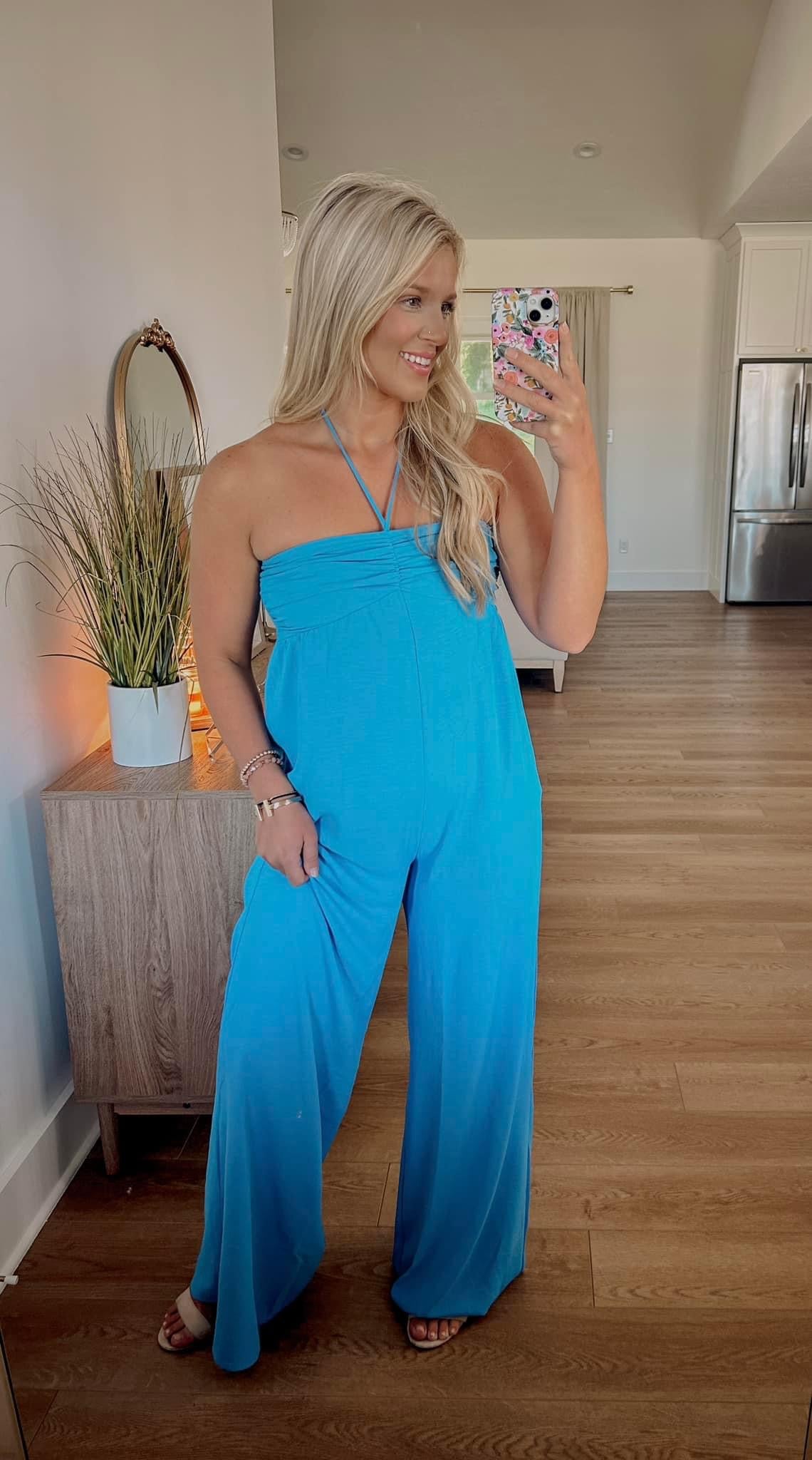 Beachfront Jumpsuit - Bright Blue