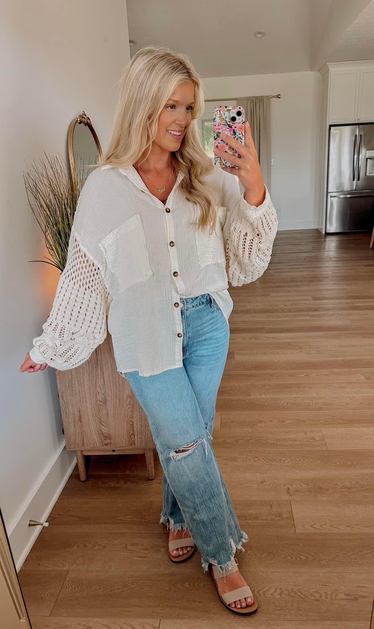 Drift Away Guaze Top - Natural