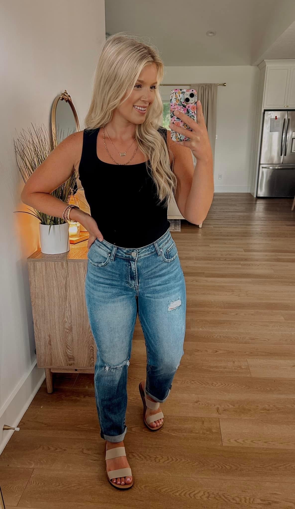 Square Neck Bodysuit - Black