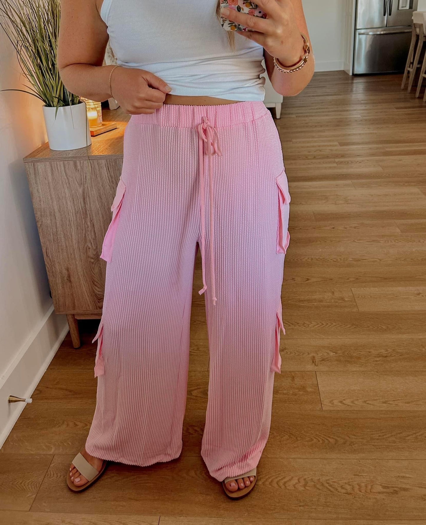 Ribbed Cargo Pants - Bubblegum