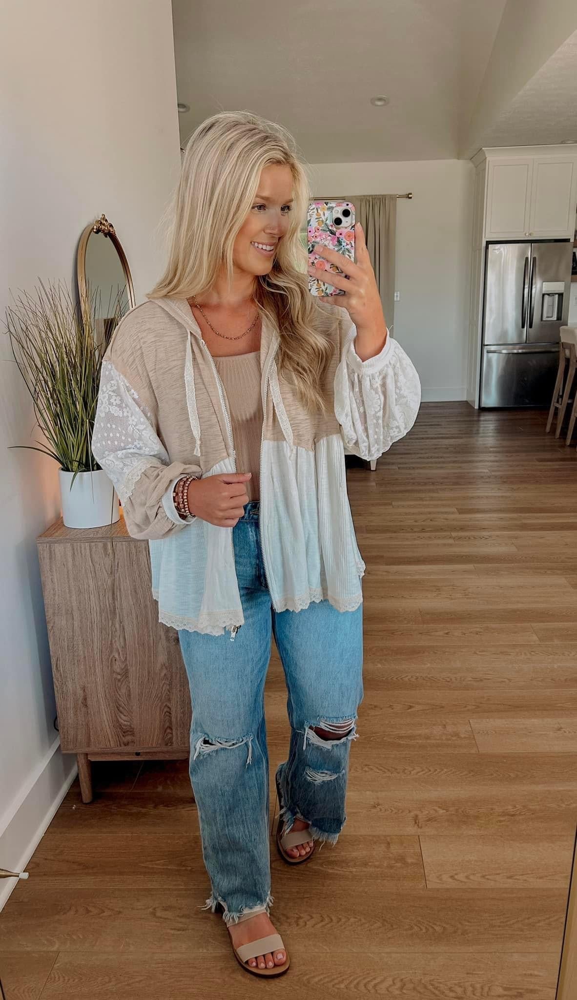 Lace Me Up Jacket - Beige