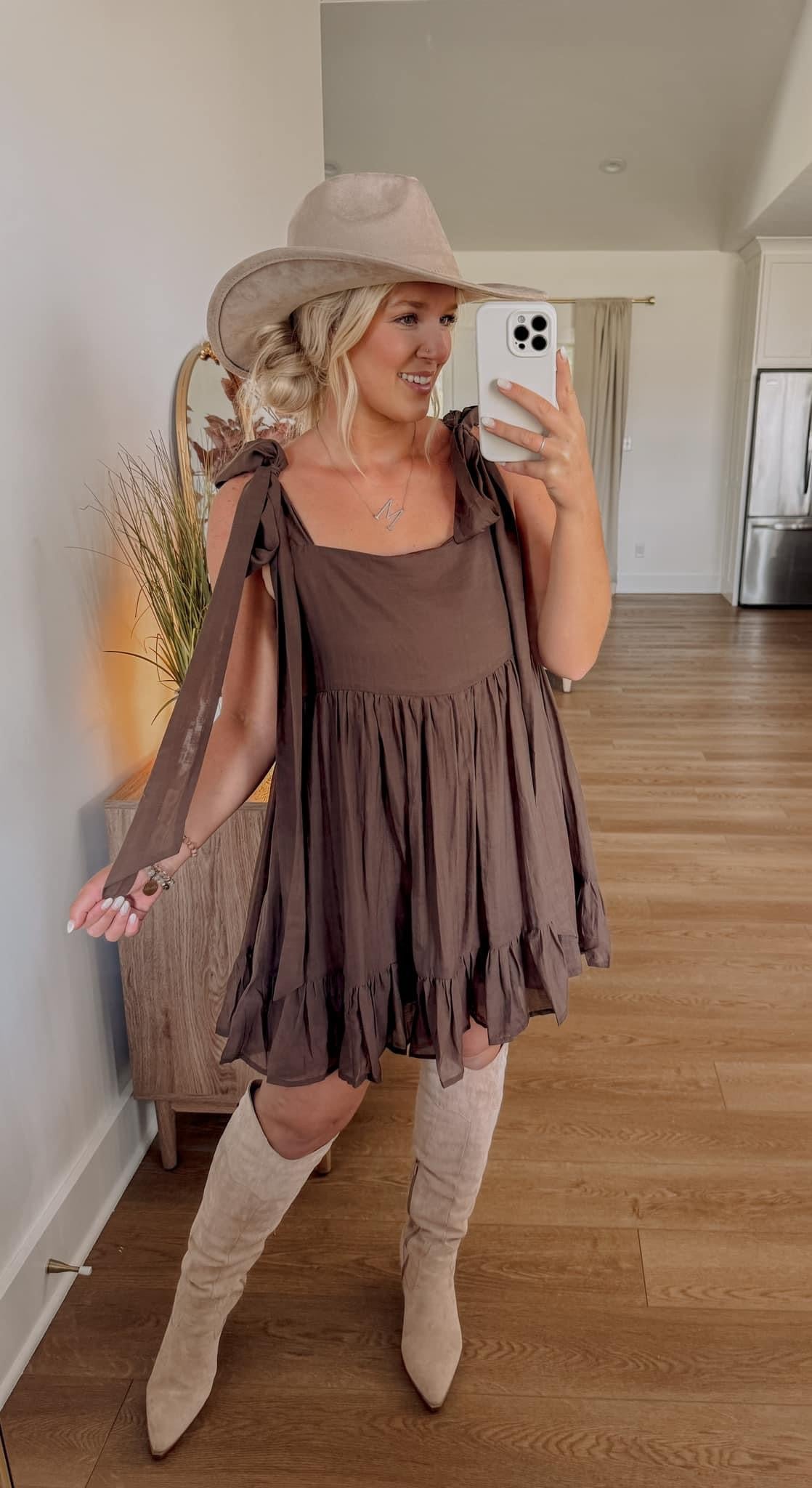 Brown Chiffon Dress