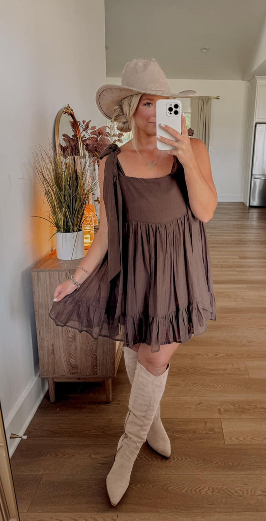 Brown Chiffon Dress