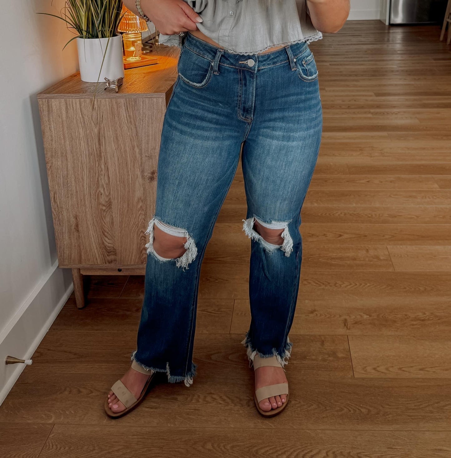 Distressed Risen Denim - Dark Wash