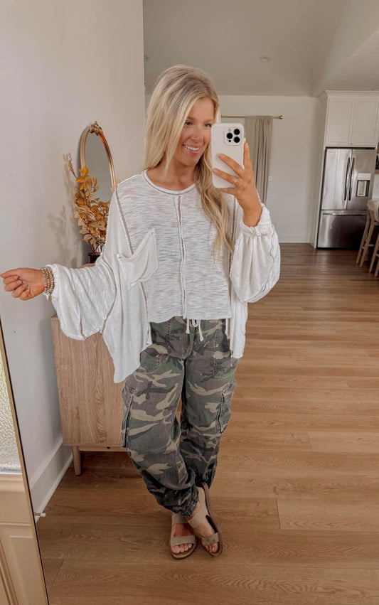 Sunday Stroll Oversized Top - Ivory