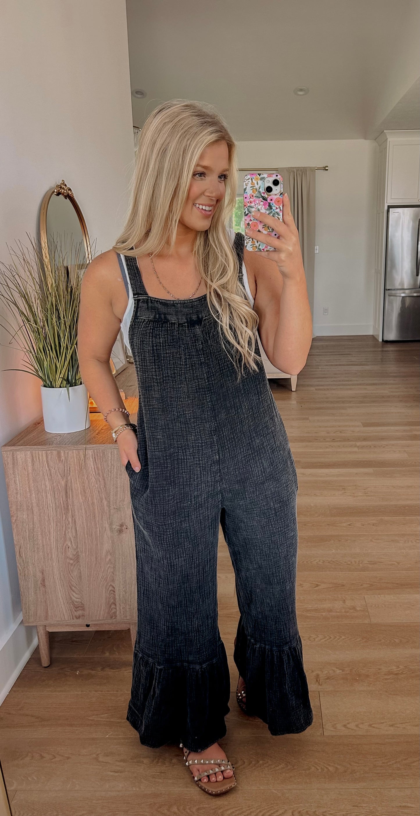 Lainey Washed Overalls - Black