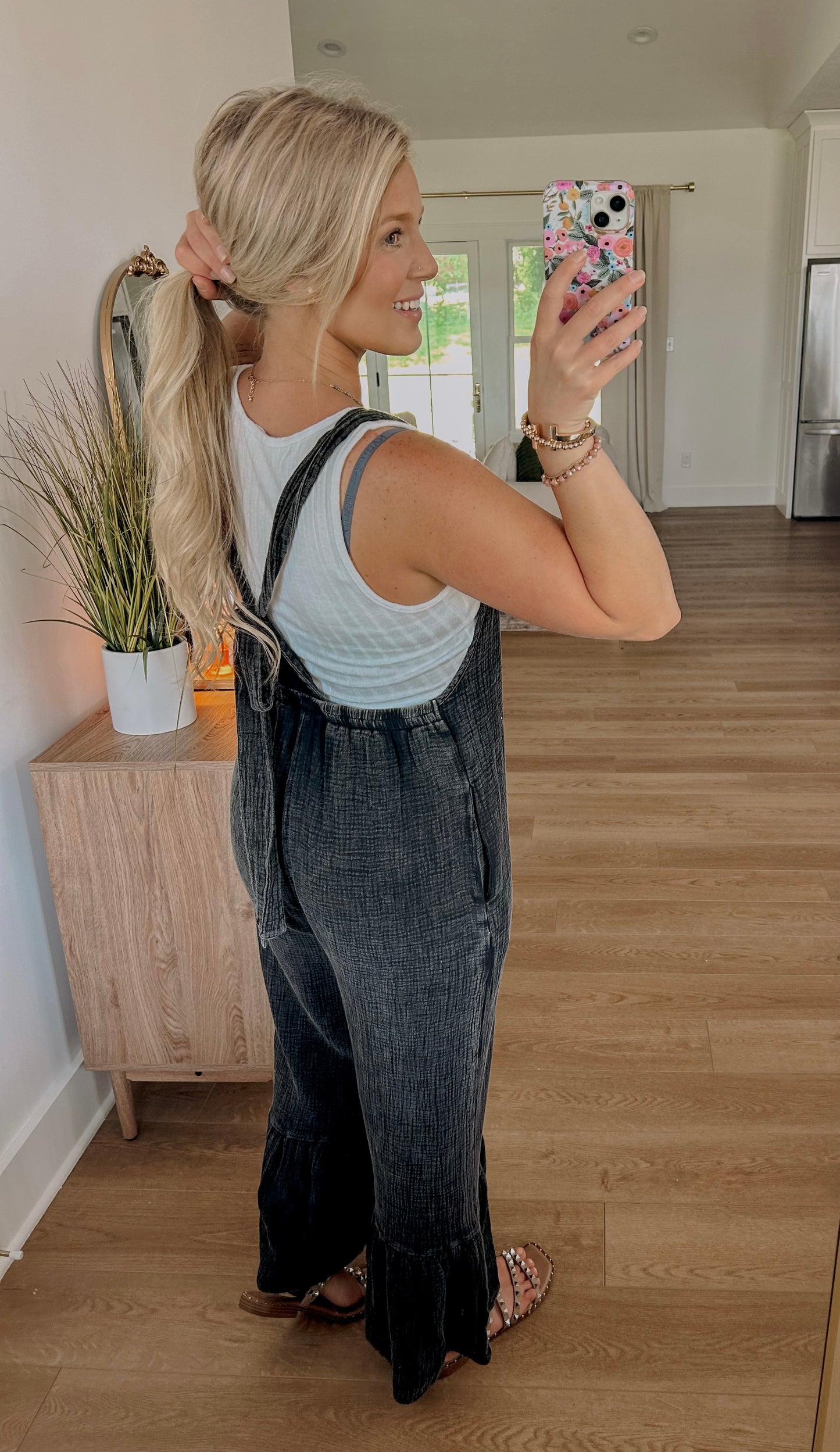 Lainey Washed Overalls - Black