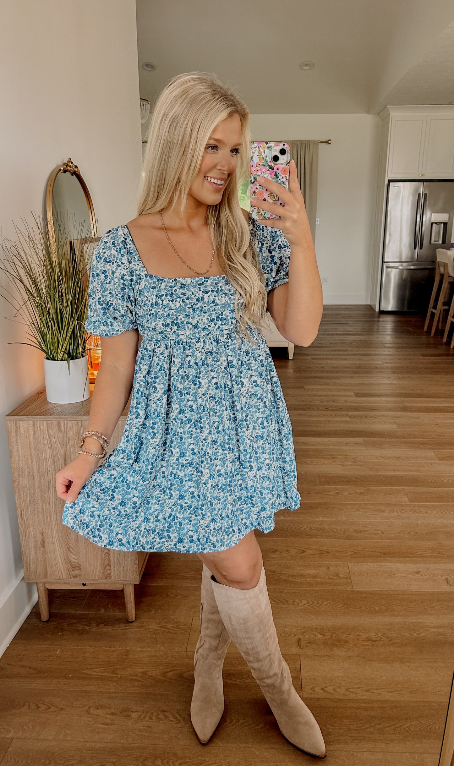Get What You Love Floral Dress - Blue