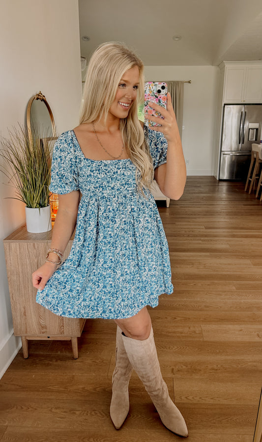 Get What You Love Floral Dress - Blue