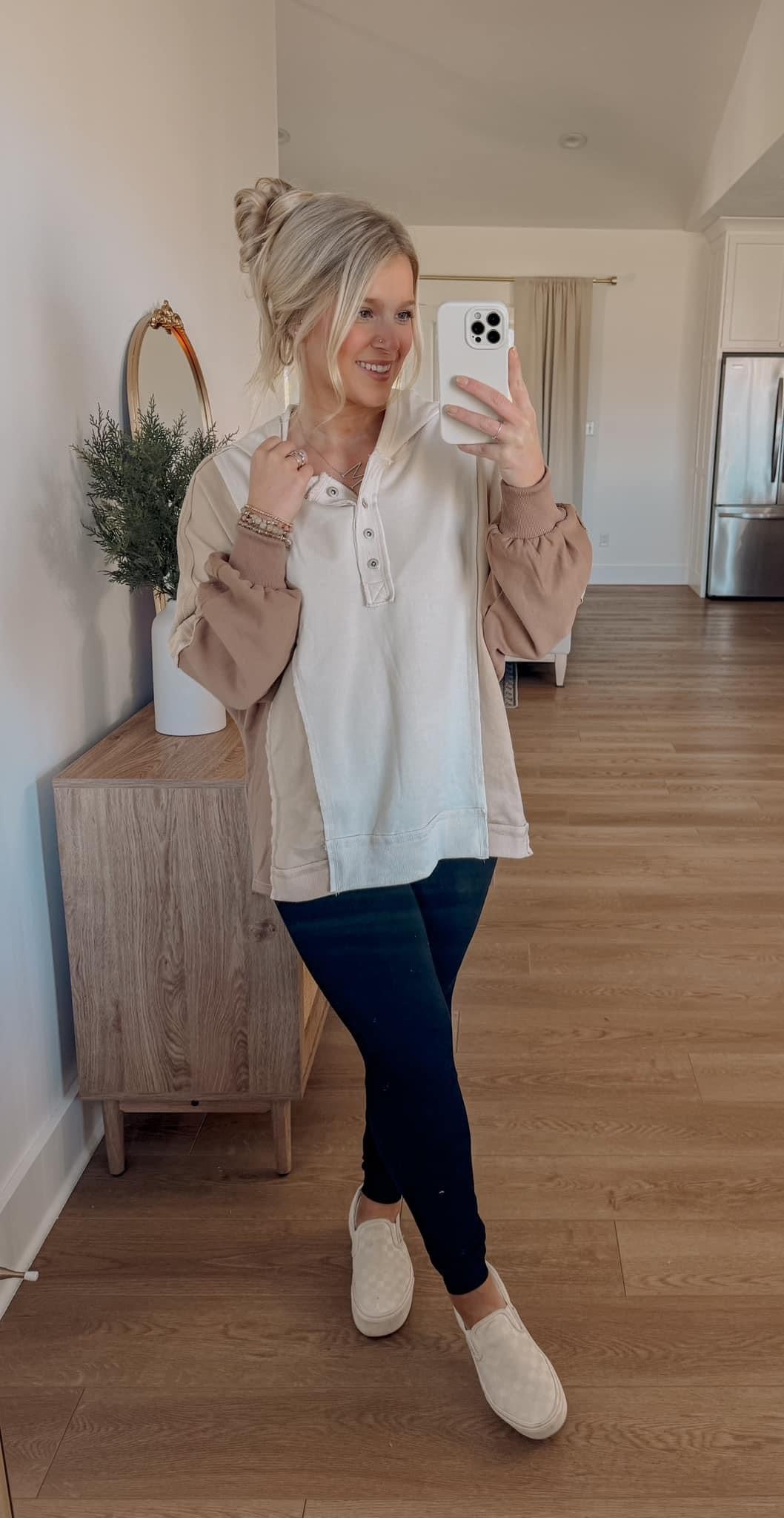 Color-block Henley Hoodie