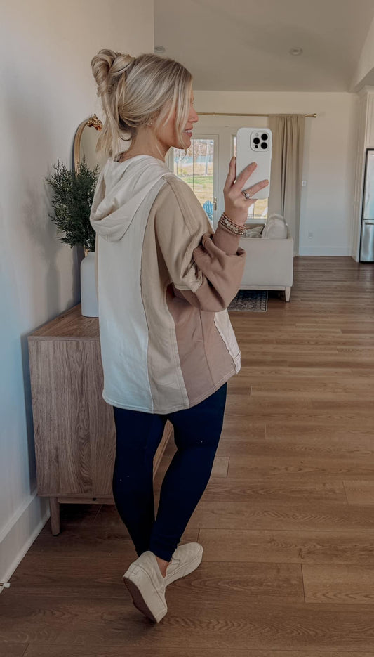 Color-block Henley Hoodie