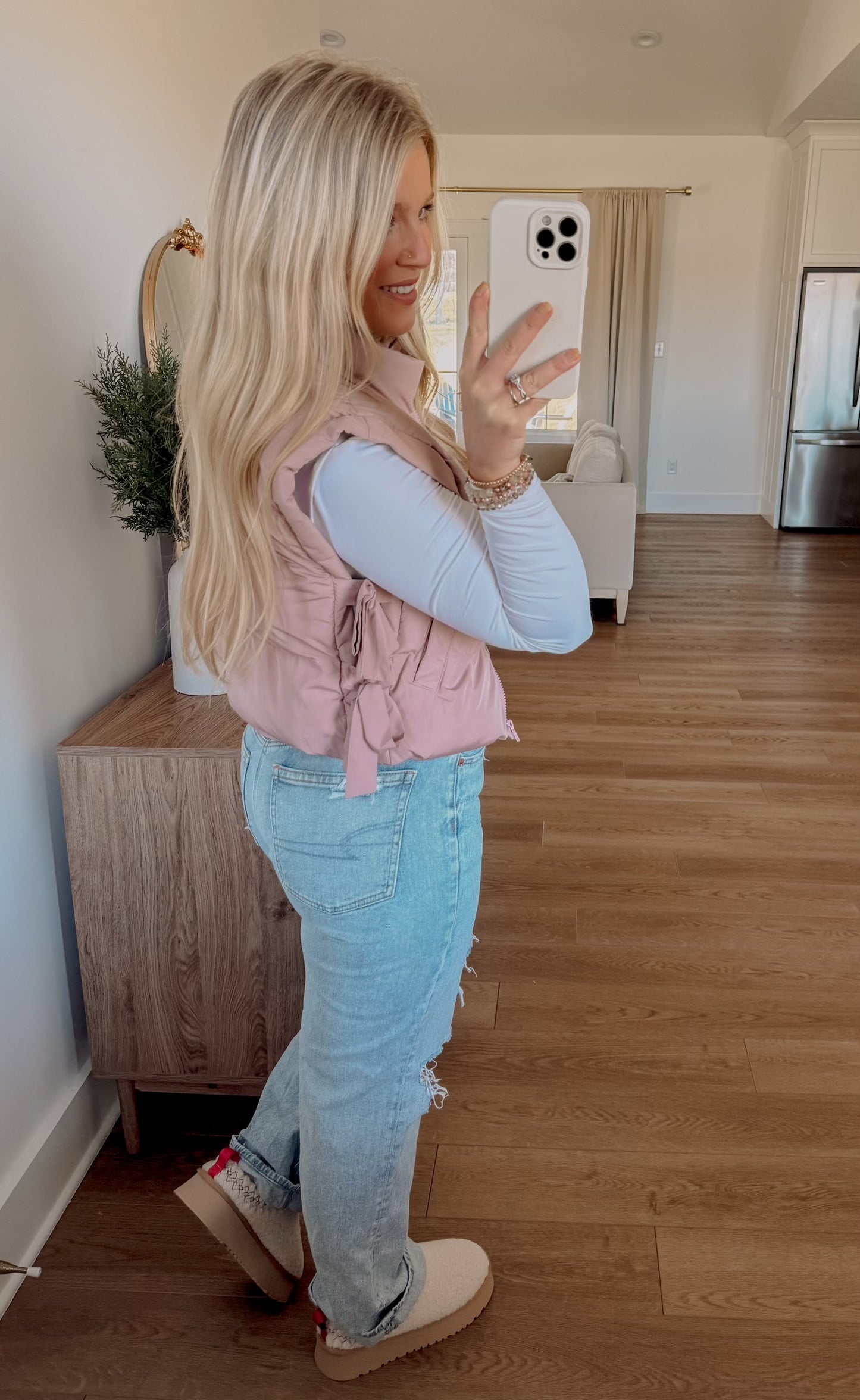 Side Tie Vest - Blush