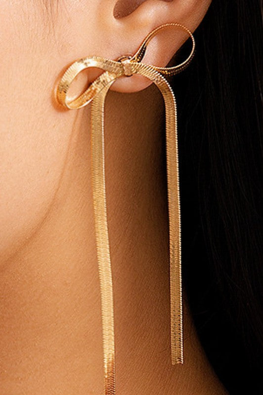 Long Bow Earrings - Gold