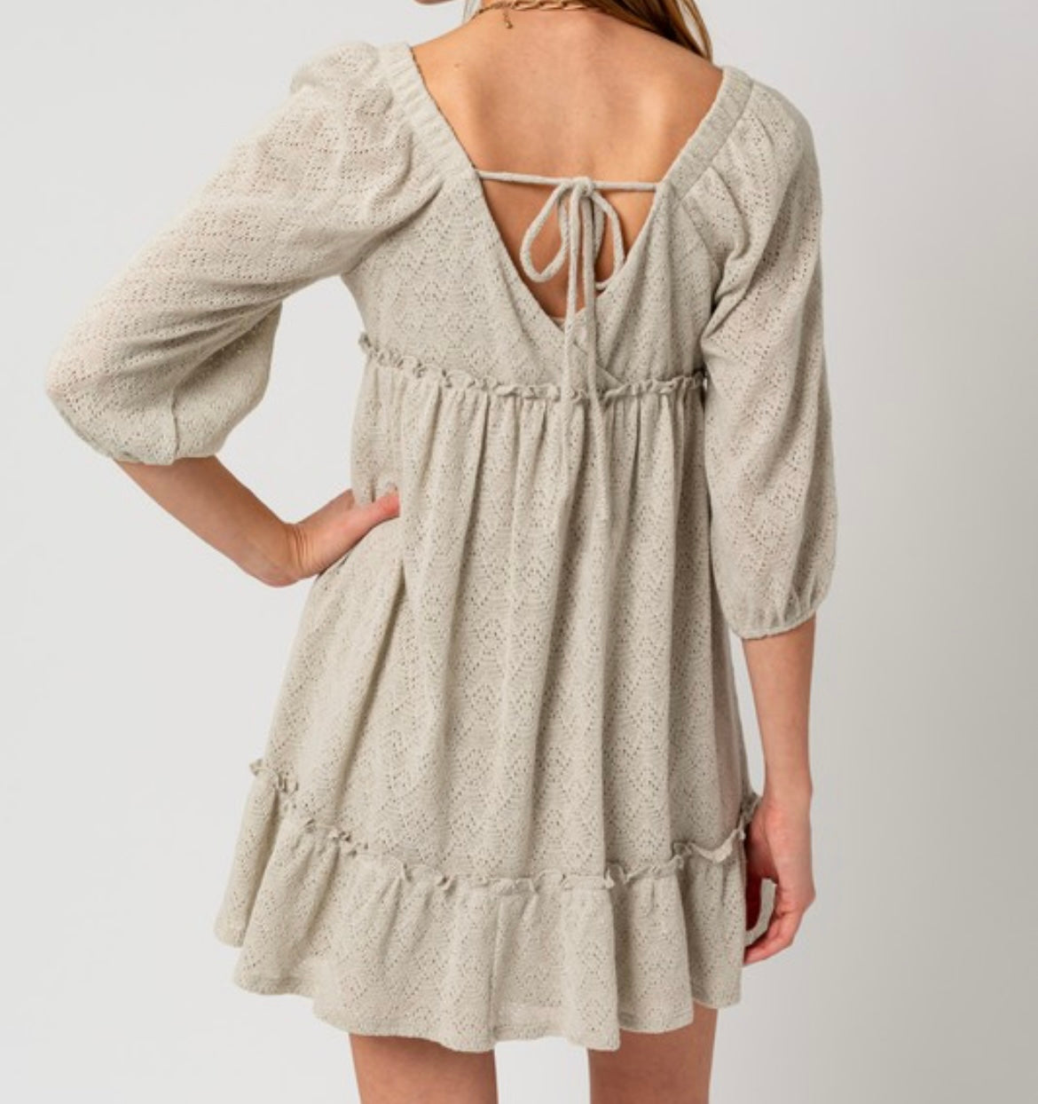 Textured Babydoll Dress - Lt. Grey