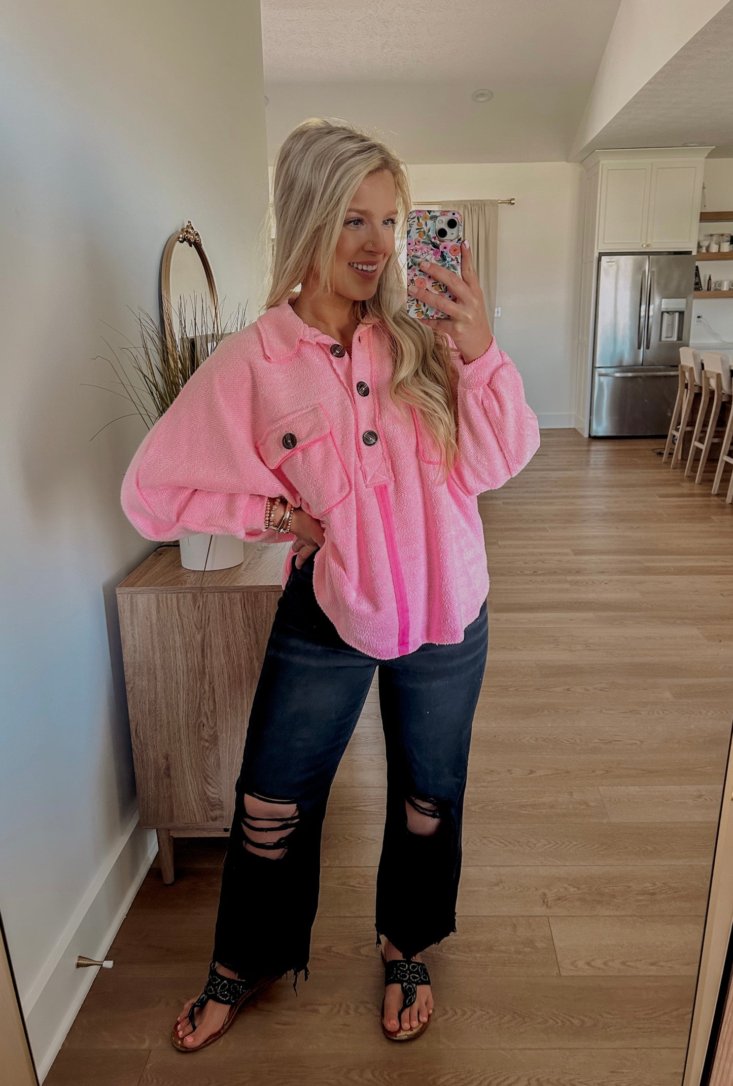 Henley Pullover - Bubblegum