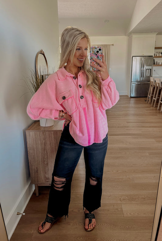 Henley Pullover - Bubblegum