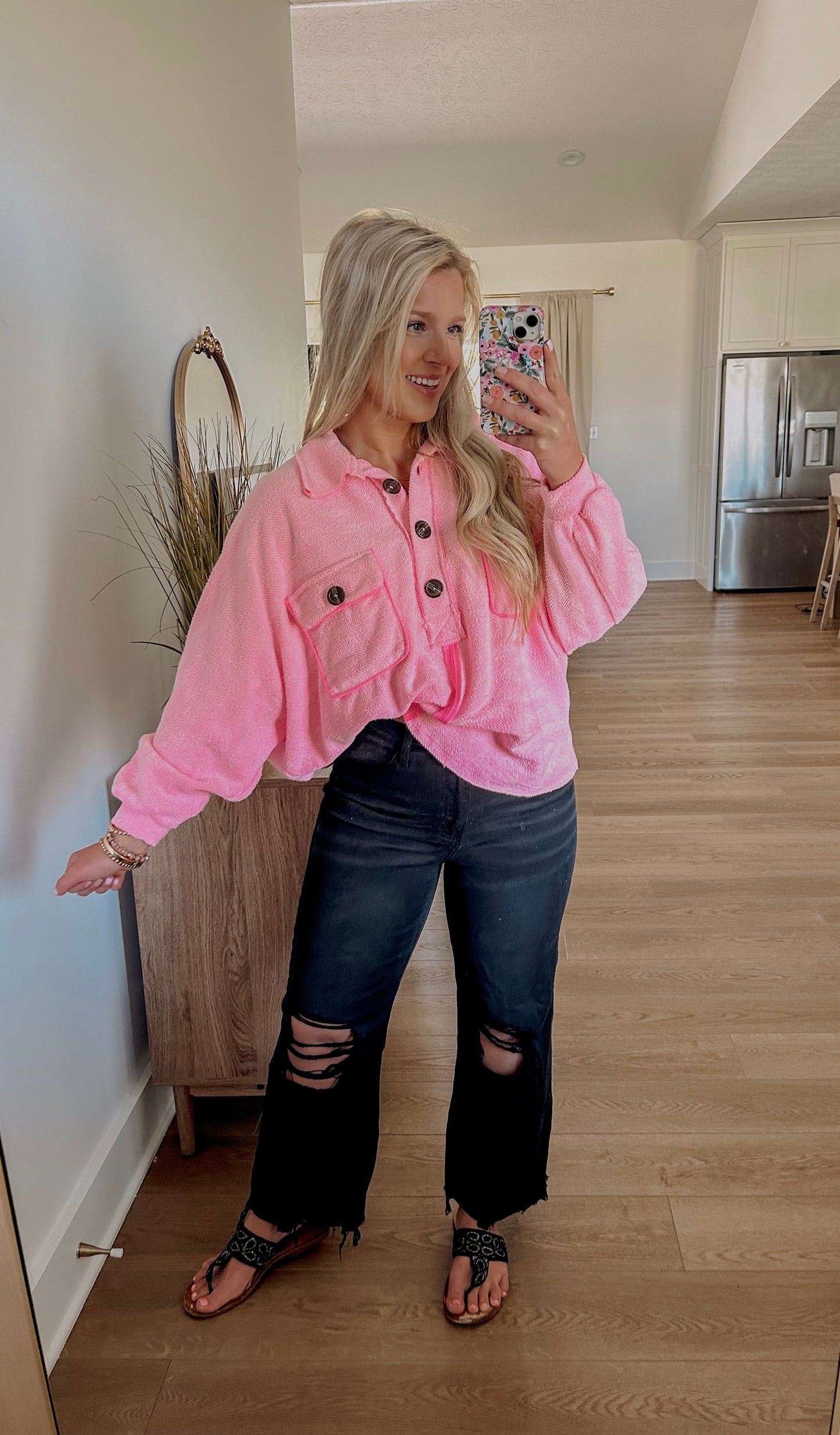 Henley Pullover - Bubblegum
