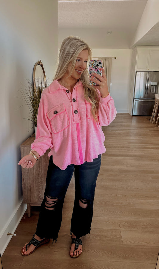 Henley Pullover - Bubblegum