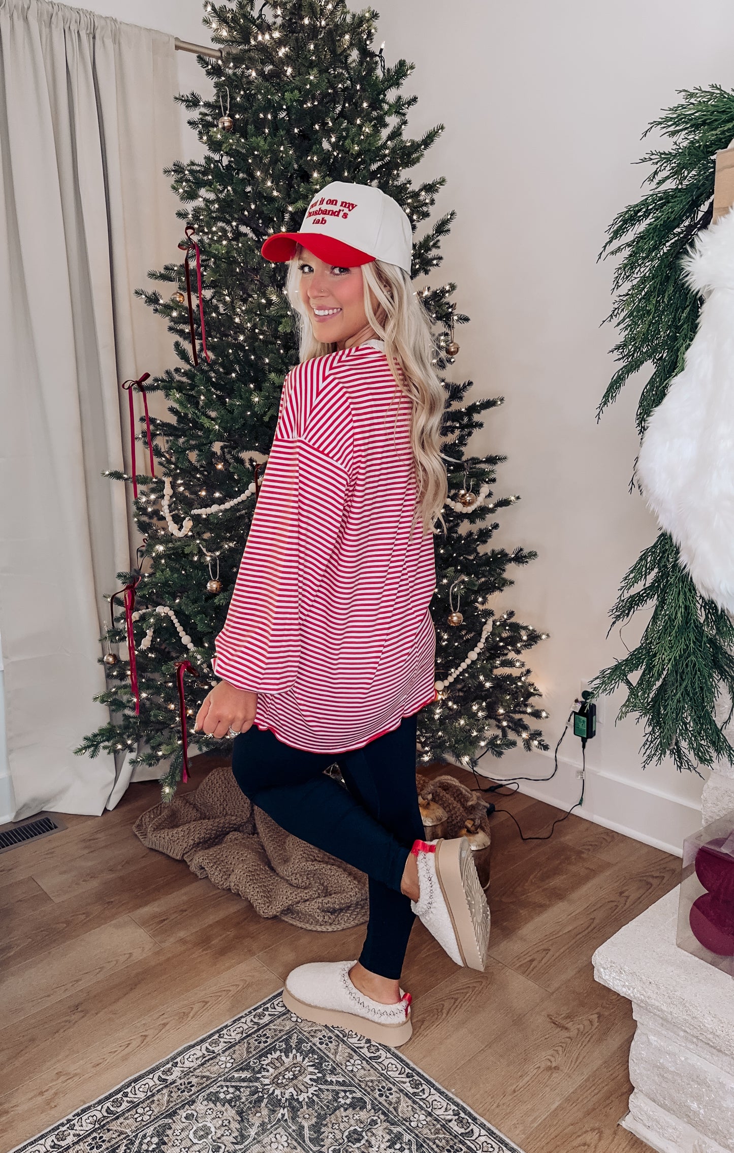 Just Stopping By Striped Pullover - Red